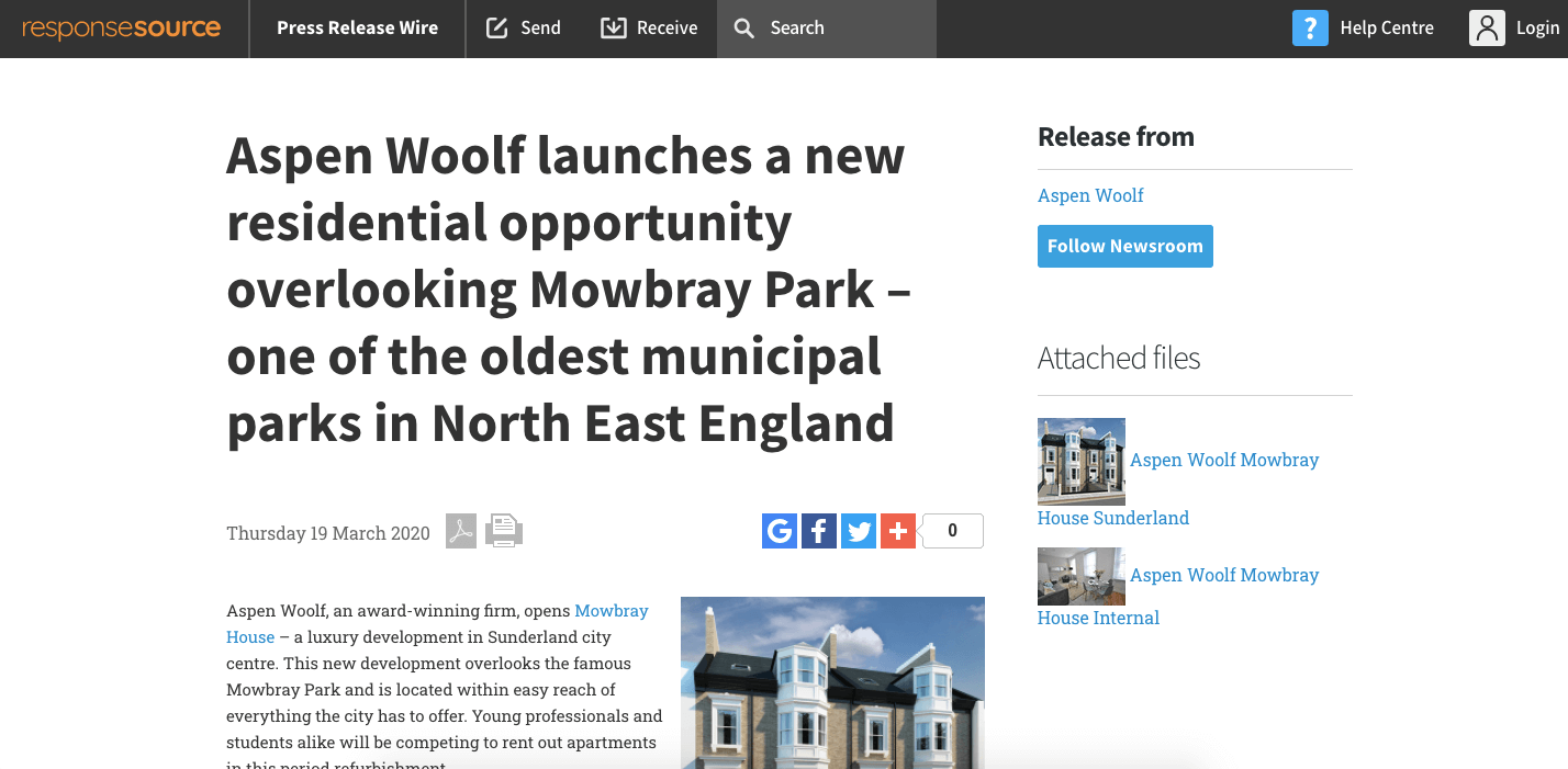 Aspen Woolf launches a new residential opportunity overlooking Mowbray Park