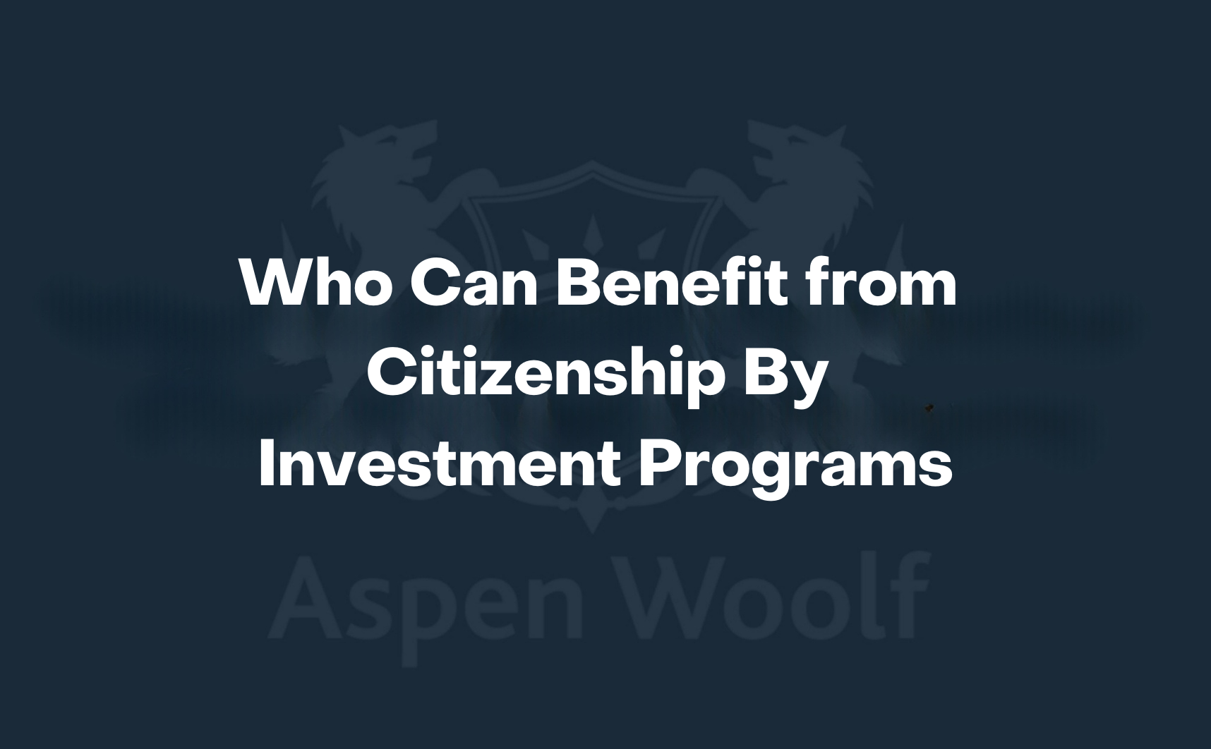 Who Can Benefit from Citizenship By Investment Programs?