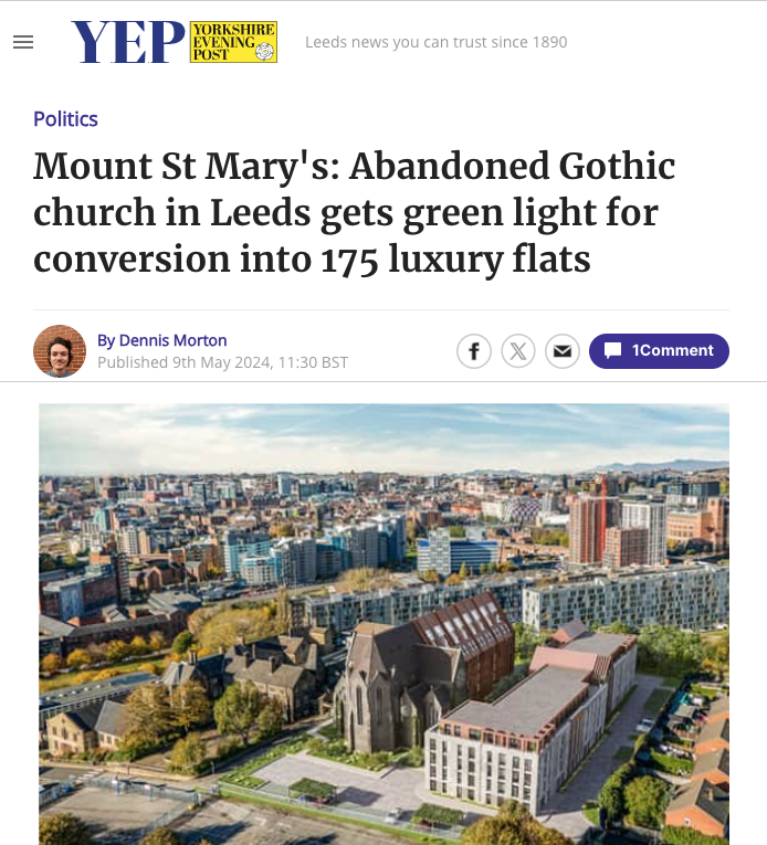 Mount St Mary’s: Abandoned Gothic church in Leeds gets green light for conversion into 175 luxury flats